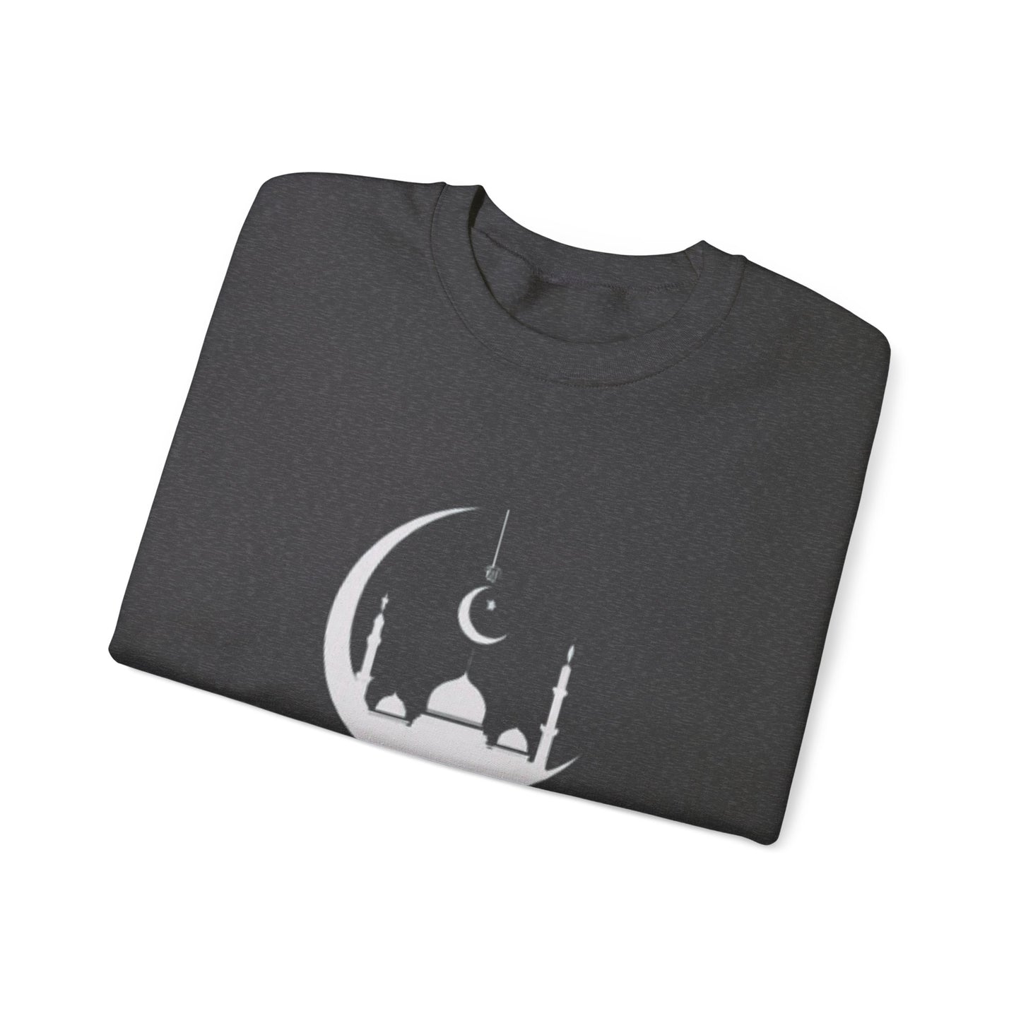 Eid Mubarak Sweatshirt, Crescent Moon Islamic Graphic, Mosques Silhouette Unisex Pullover