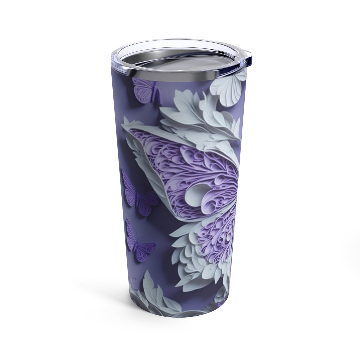 Purple Butterfly Tumbler, Eco Friendly Insulated, Yoga Enthusiasts Gift, Perfect for Nature Lovers, Pastel Floral Nature Mug