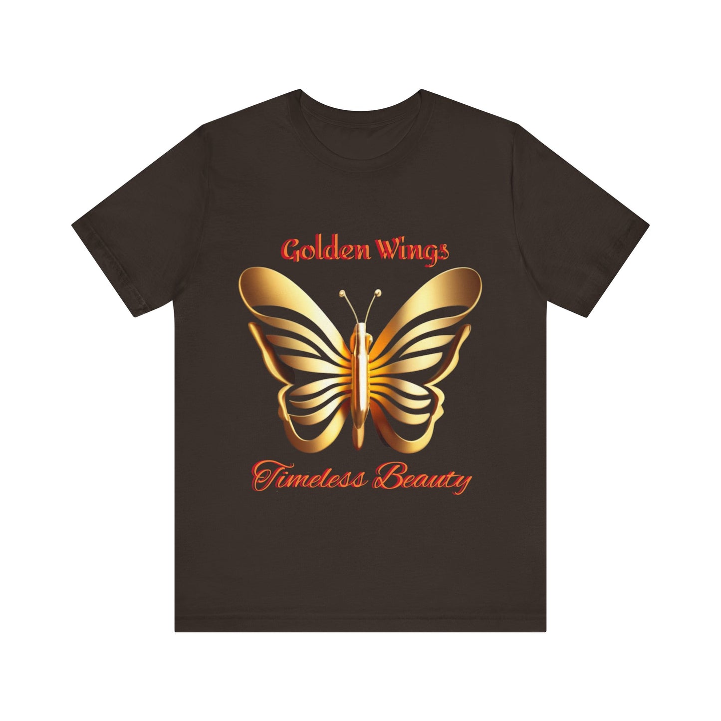 Golden Wings Butterfly T-Shirt, Timeless Beauty Quote, Black Unisex Tee, Elegant Insect Graphic Top