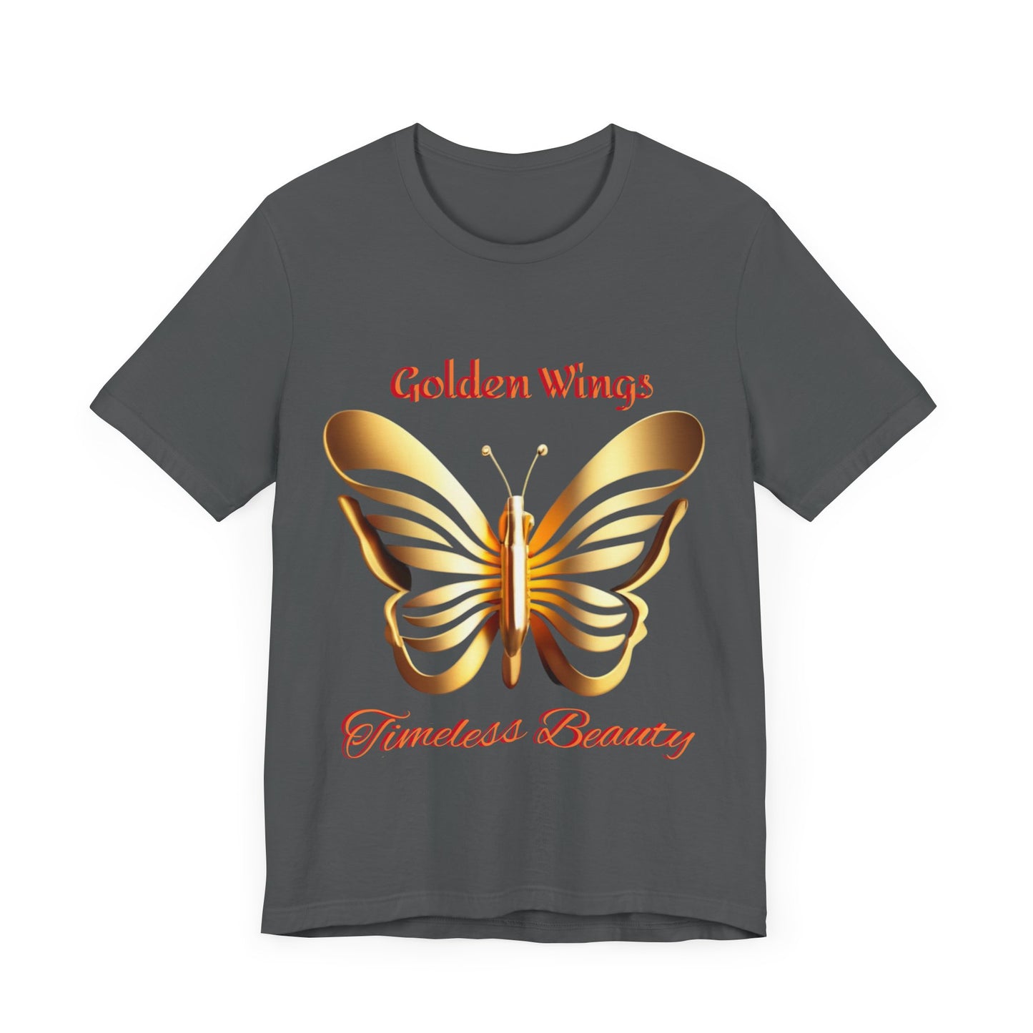 Golden Wings Butterfly T-Shirt, Timeless Beauty Quote, Black Unisex Tee, Elegant Insect Graphic Top