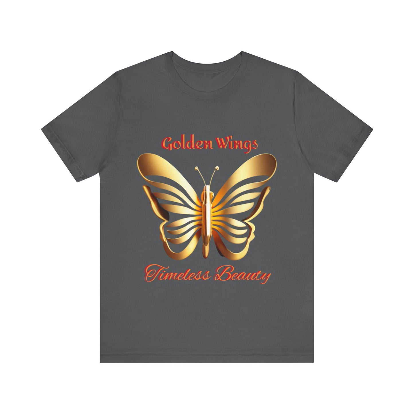 Golden Wings Butterfly T-Shirt, Timeless Beauty Quote, Black Unisex Tee, Elegant Insect Graphic Top