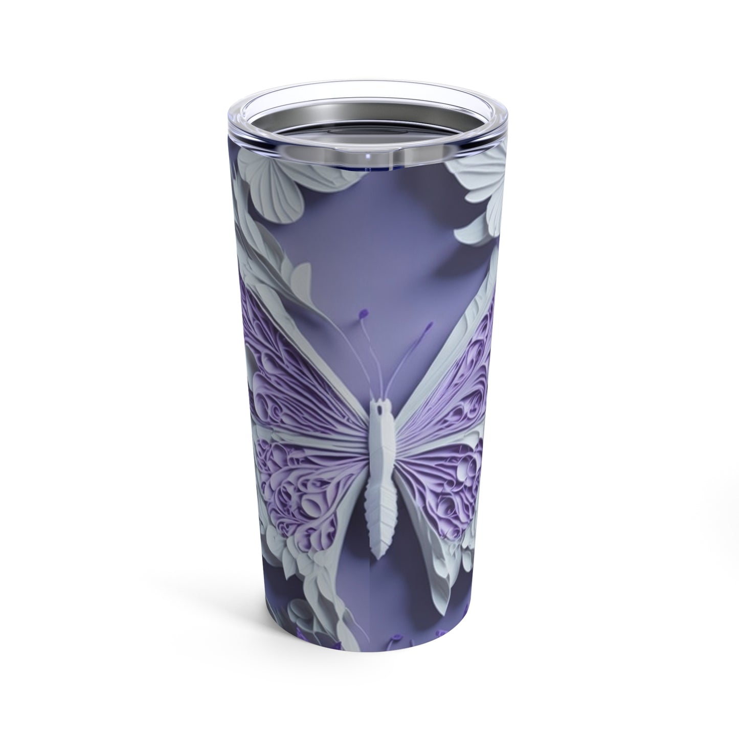 Purple Butterfly Tumbler, Eco Friendly Insulated, Yoga Enthusiasts Gift, Perfect for Nature Lovers, Pastel Floral Nature Mug