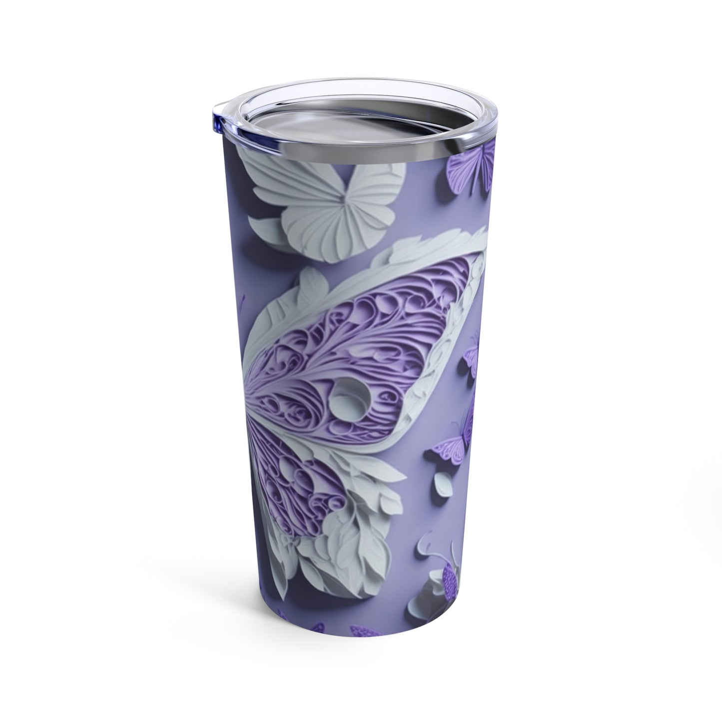 Purple Butterfly Tumbler, Eco Friendly Insulated, Yoga Enthusiasts Gift, Perfect for Nature Lovers, Pastel Floral Nature Mug