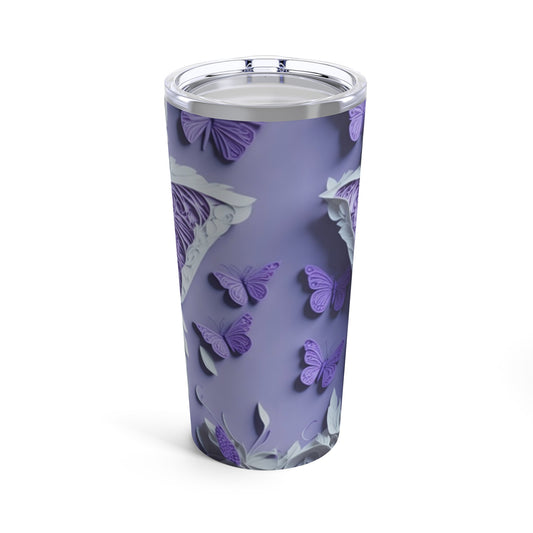 Purple Butterfly Tumbler, Eco Friendly Insulated, Yoga Enthusiasts Gift, Perfect for Nature Lovers, Pastel Floral Nature Mug